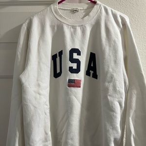 Brandy Melville/John Galt USA Crewneck Sweatshirt - White